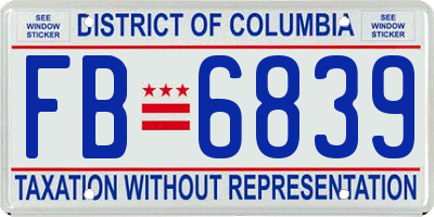 DC license plate FB6839