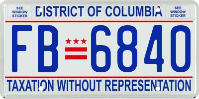 DC license plate FB6840