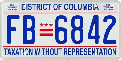 DC license plate FB6842