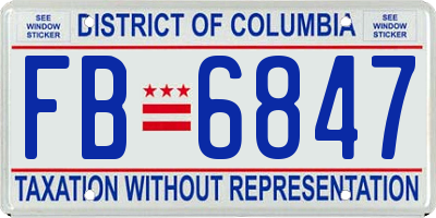 DC license plate FB6847