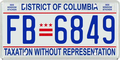 DC license plate FB6849