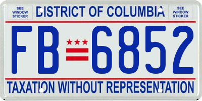 DC license plate FB6852