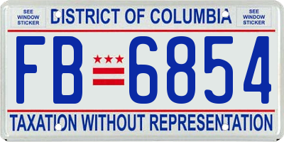 DC license plate FB6854