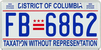 DC license plate FB6862