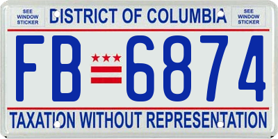 DC license plate FB6874