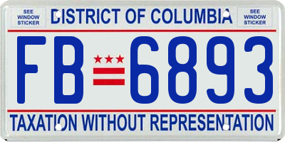 DC license plate FB6893