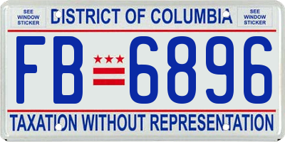 DC license plate FB6896