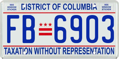 DC license plate FB6903