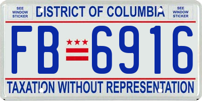 DC license plate FB6916