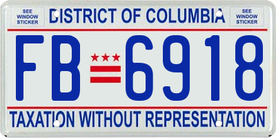 DC license plate FB6918