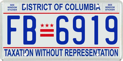 DC license plate FB6919