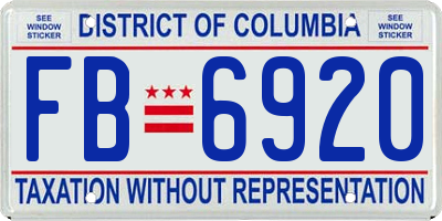 DC license plate FB6920