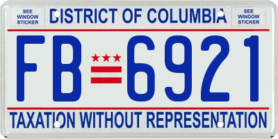 DC license plate FB6921