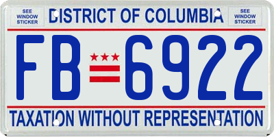 DC license plate FB6922