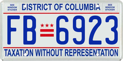 DC license plate FB6923