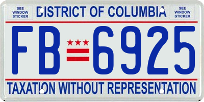 DC license plate FB6925