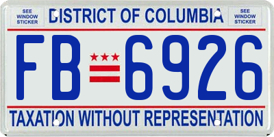 DC license plate FB6926