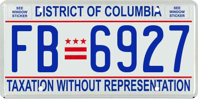 DC license plate FB6927