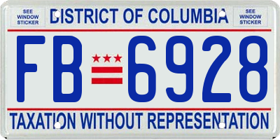 DC license plate FB6928