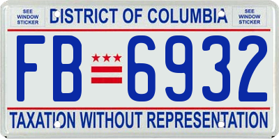 DC license plate FB6932