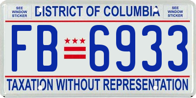 DC license plate FB6933