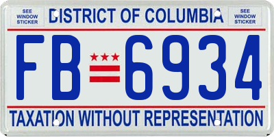 DC license plate FB6934