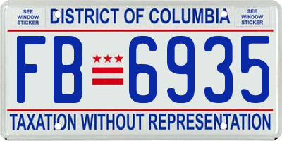 DC license plate FB6935