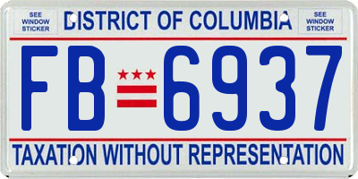 DC license plate FB6937