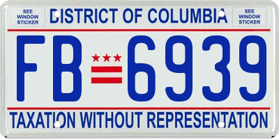 DC license plate FB6939