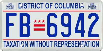 DC license plate FB6942