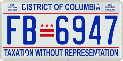 DC license plate FB6947