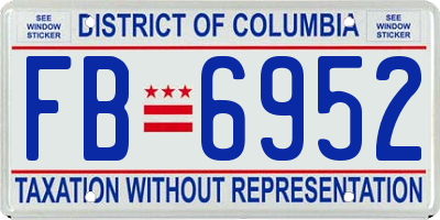 DC license plate FB6952