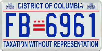 DC license plate FB6961