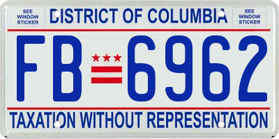 DC license plate FB6962