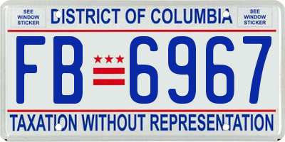 DC license plate FB6967