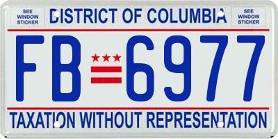 DC license plate FB6977