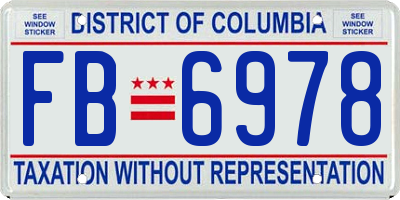 DC license plate FB6978