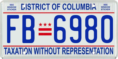 DC license plate FB6980