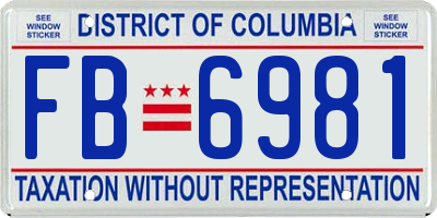 DC license plate FB6981