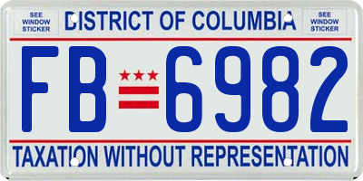 DC license plate FB6982