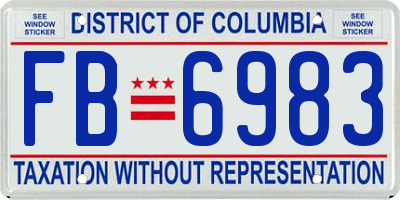 DC license plate FB6983