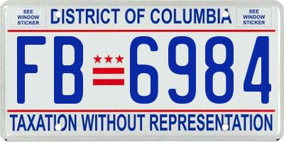 DC license plate FB6984