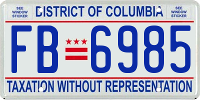 DC license plate FB6985