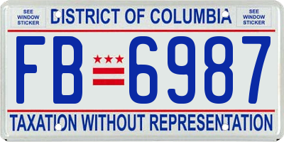 DC license plate FB6987