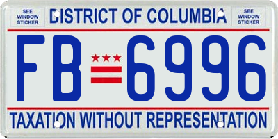 DC license plate FB6996