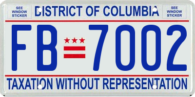 DC license plate FB7002