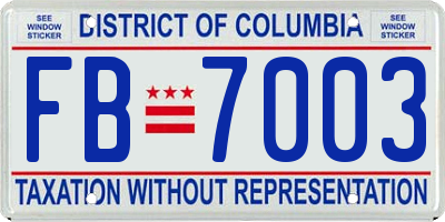 DC license plate FB7003