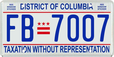 DC license plate FB7007