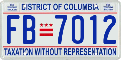 DC license plate FB7012