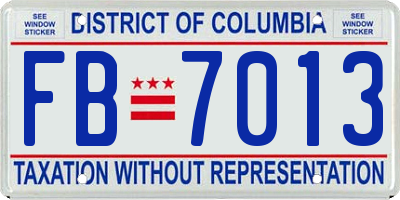 DC license plate FB7013